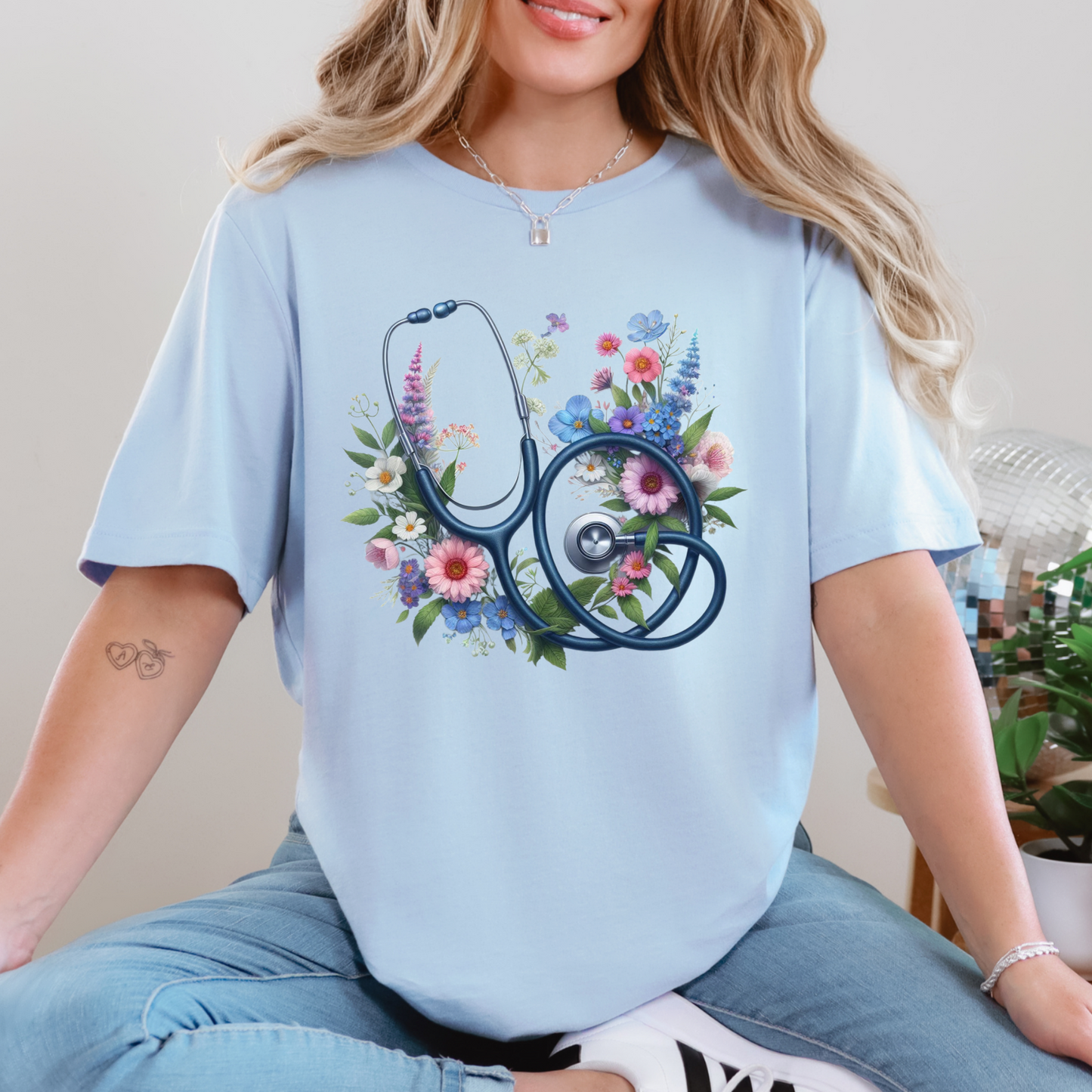 Floral Stethoscope Graphic Tee