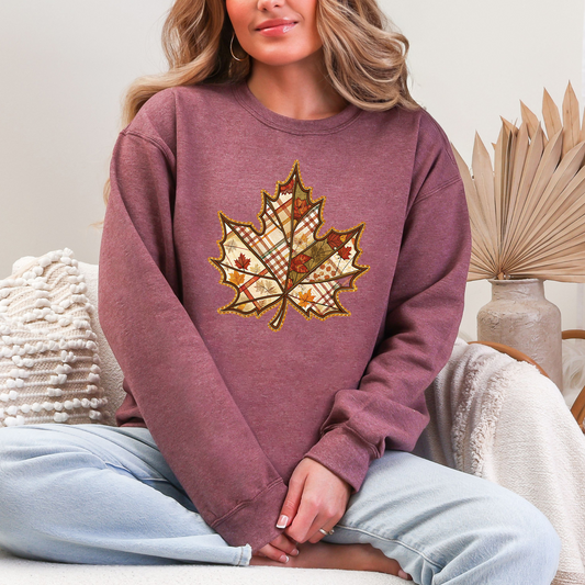 Maple Leaf Patchwork Sweatshirt