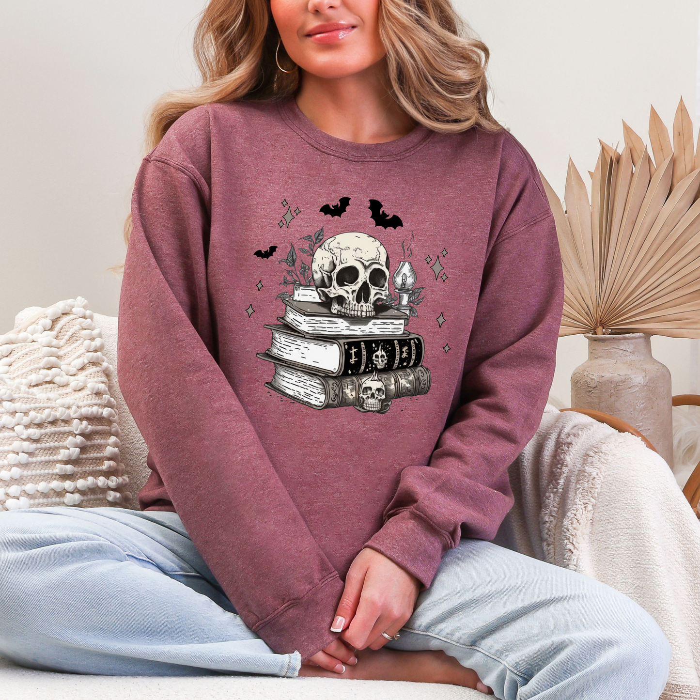 Skull on Books Sweatshirt