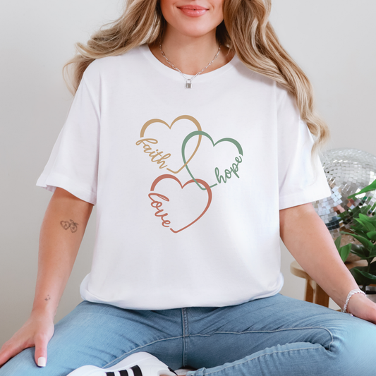Faith Hope Love Hearts Graphic Tee