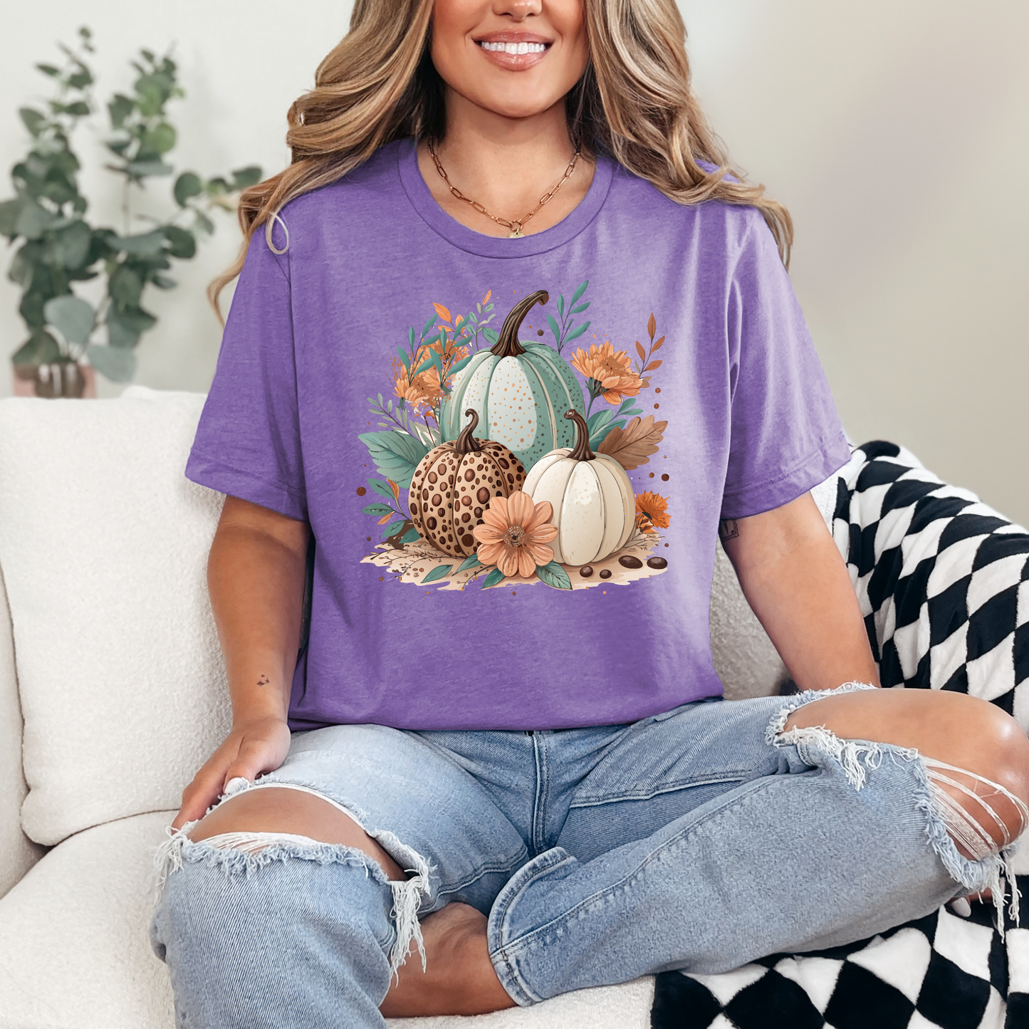 Boho Pumpkins Floral Graphic Tee