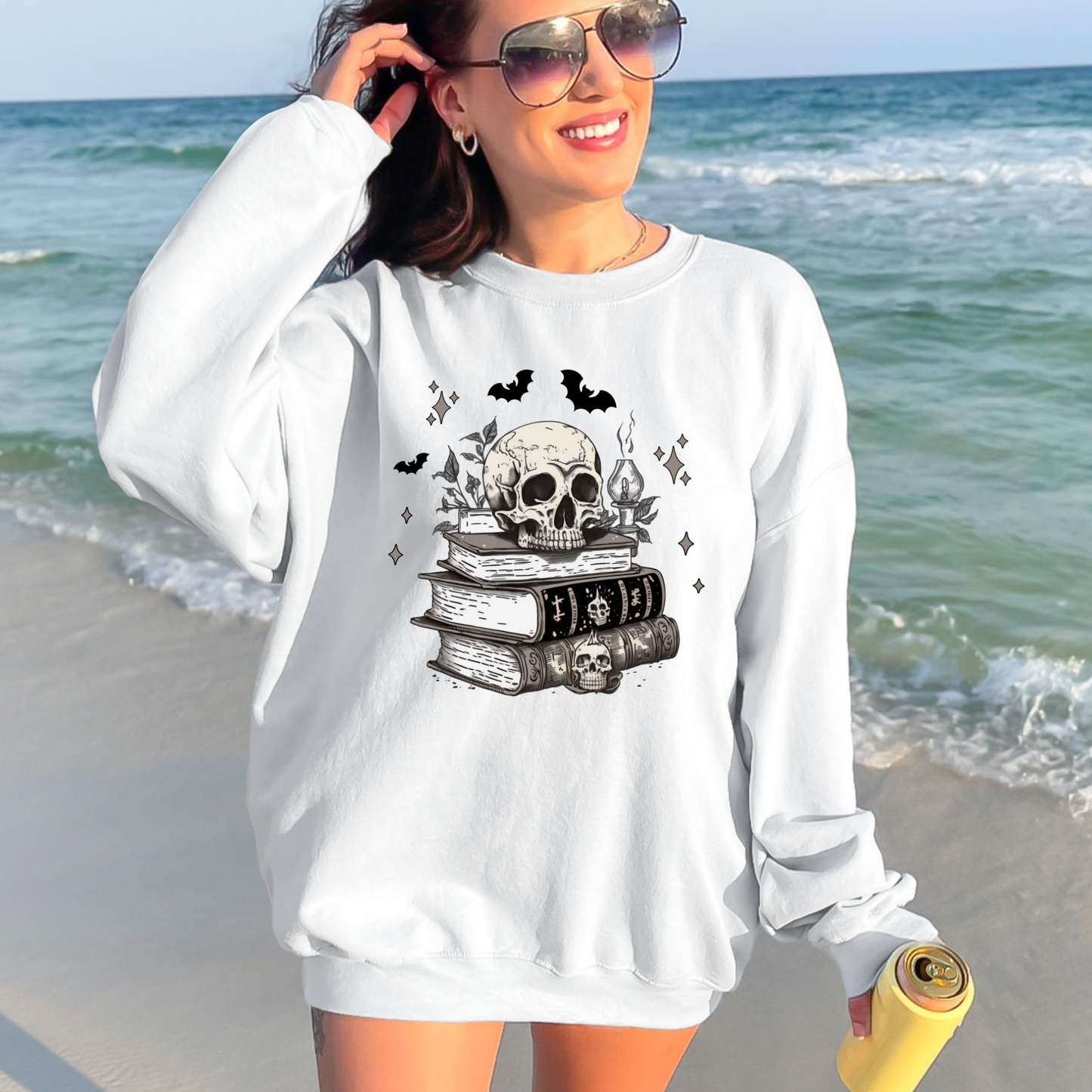 Skull on Books Sweatshirt