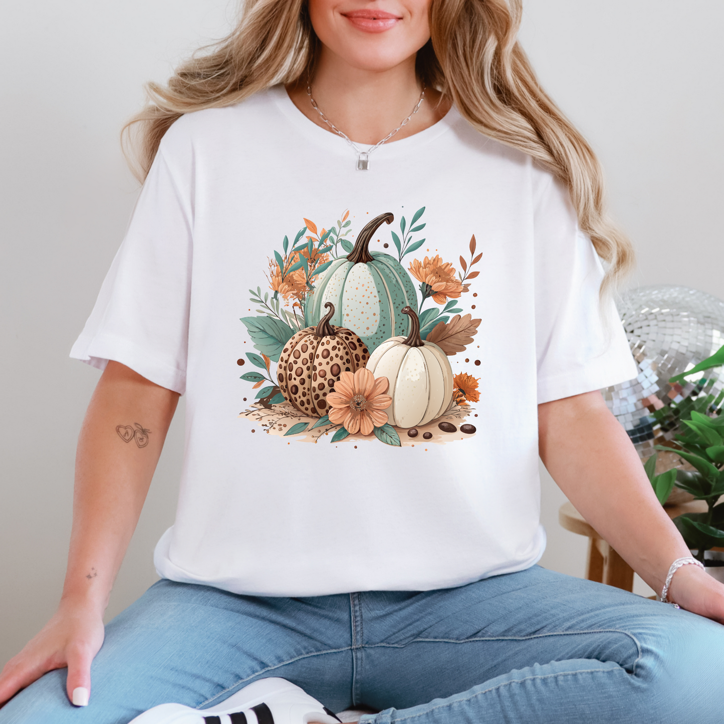 Boho Pumpkins Floral Graphic Tee