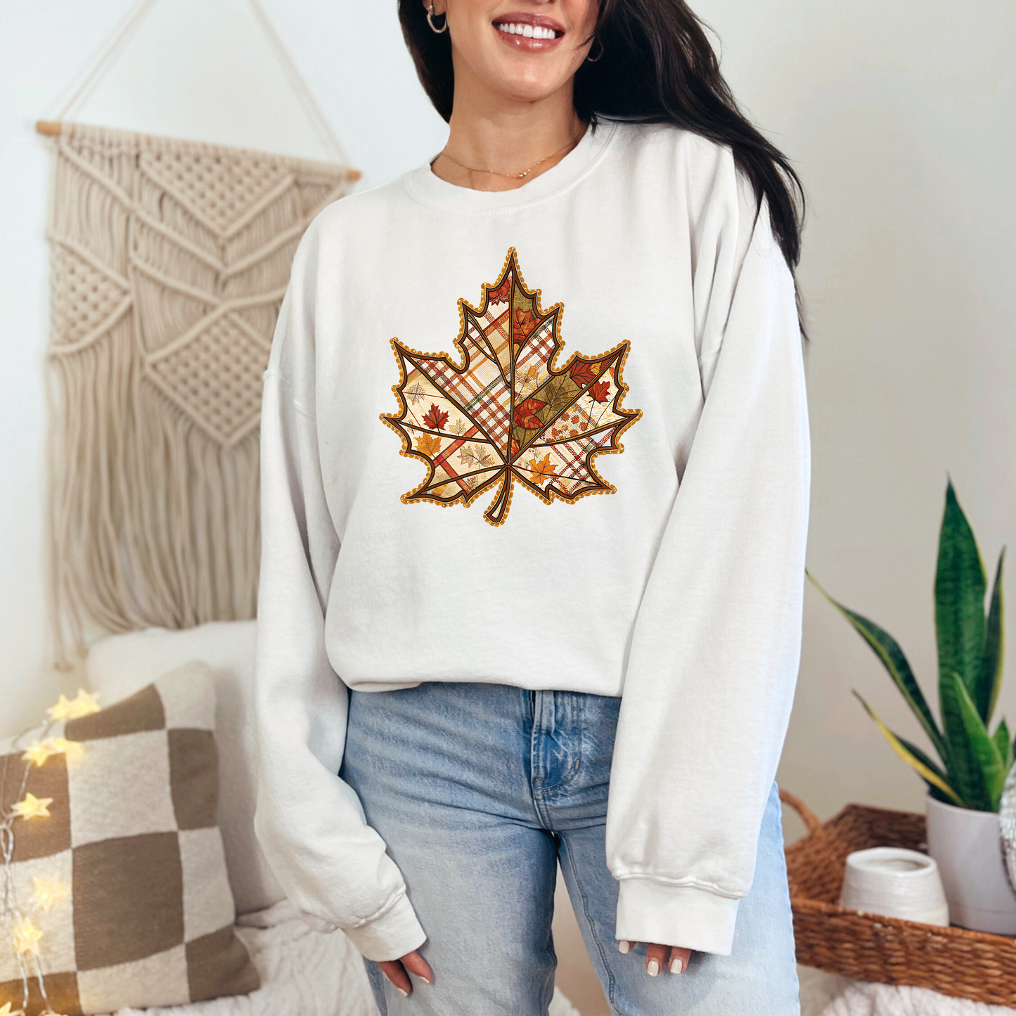 Maple Leaf Patchwork Sweatshirt