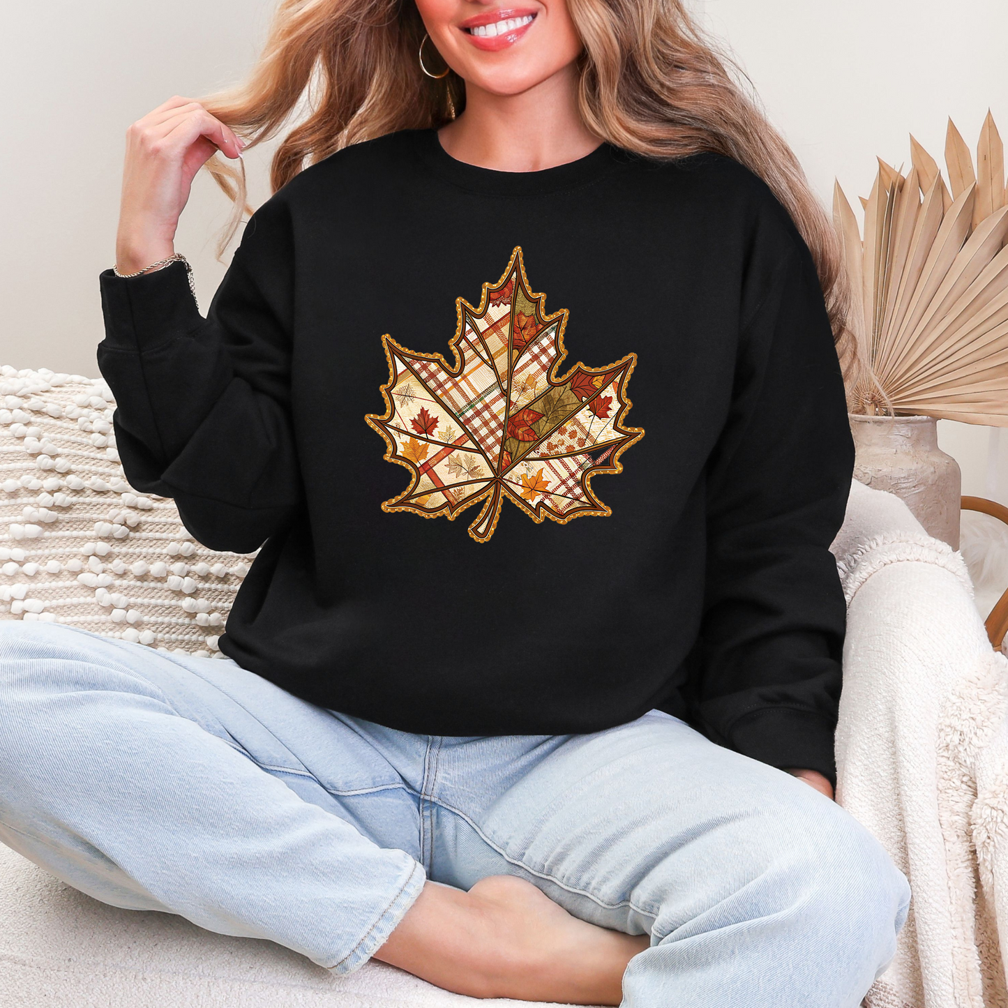 Maple Leaf Patchwork Sweatshirt