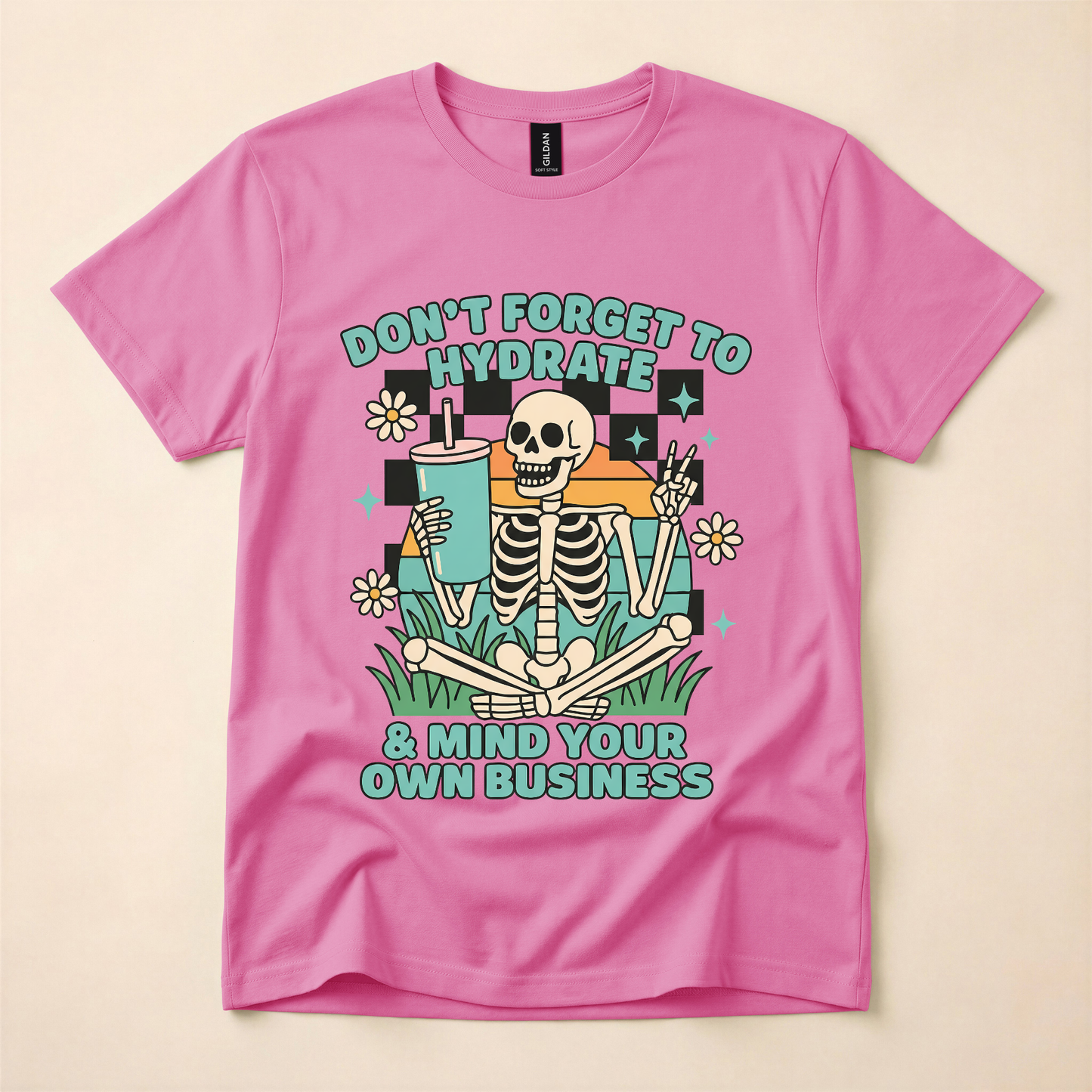 Hydrate & Mind Your Business Skeleton Tee