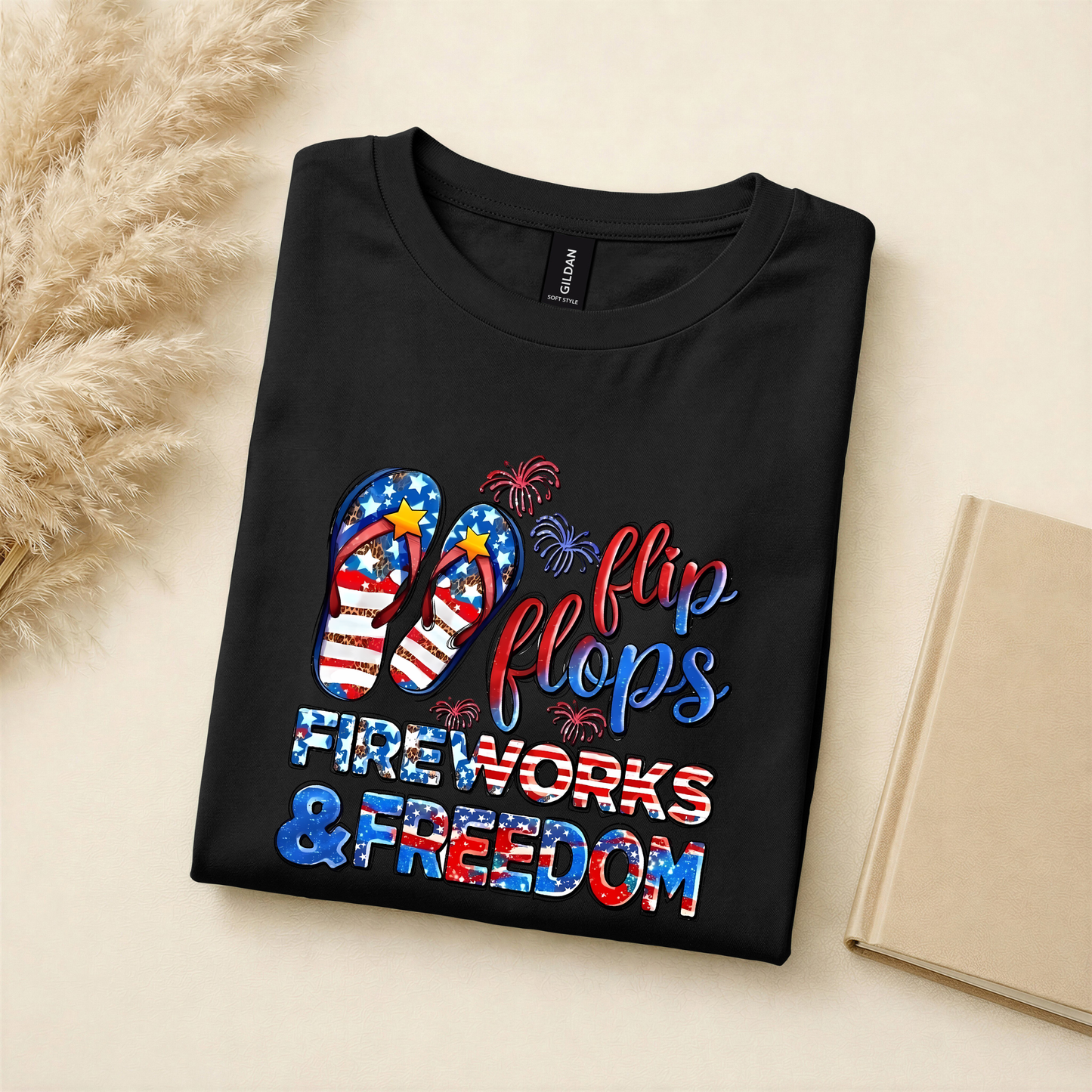 Flip Flops, Fireworks & Freedom Patriotic Graphic Tee