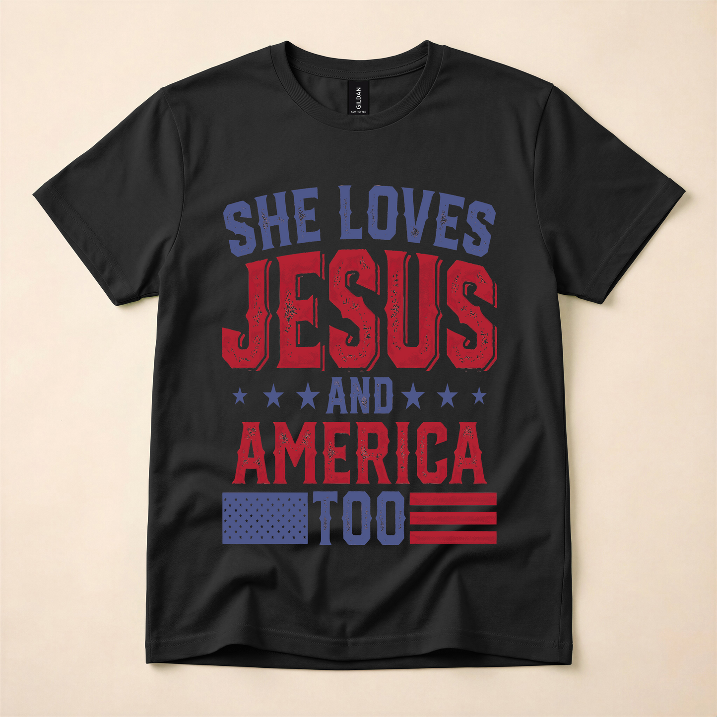 She Loves Jesus & America Too Tee