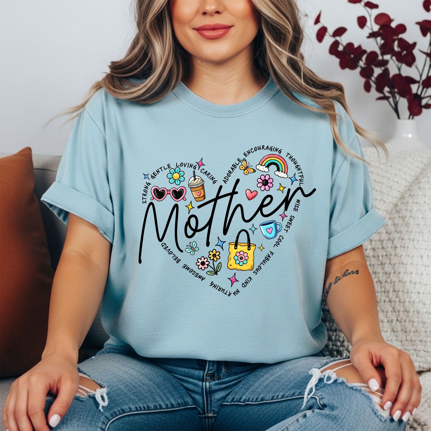 Mother Heart Graphic Tee – Cute & Colorful Mom Life Shirt