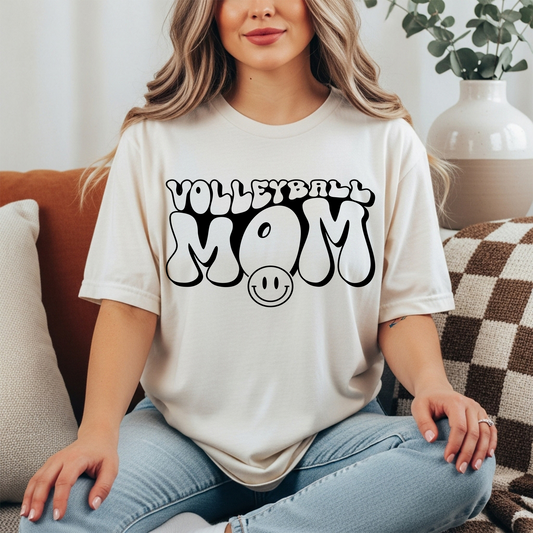 Volleyball Mom Retro Bubble Tee – Cute Sports Mama Shirt