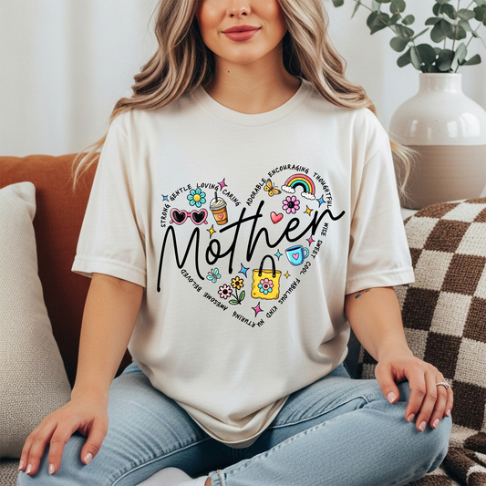 Mother Heart Graphic Tee – Cute & Colorful Mom Life Shirt