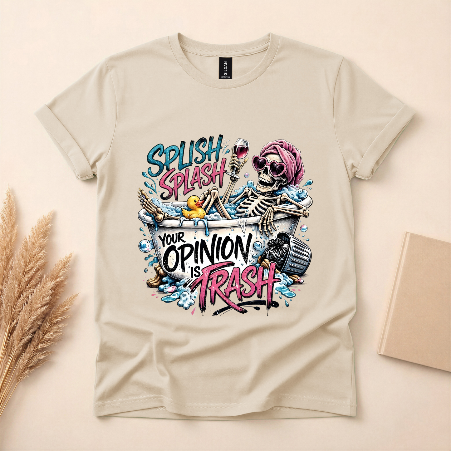 Splish Splash Your Opinion Is Trash Skeleton Tee