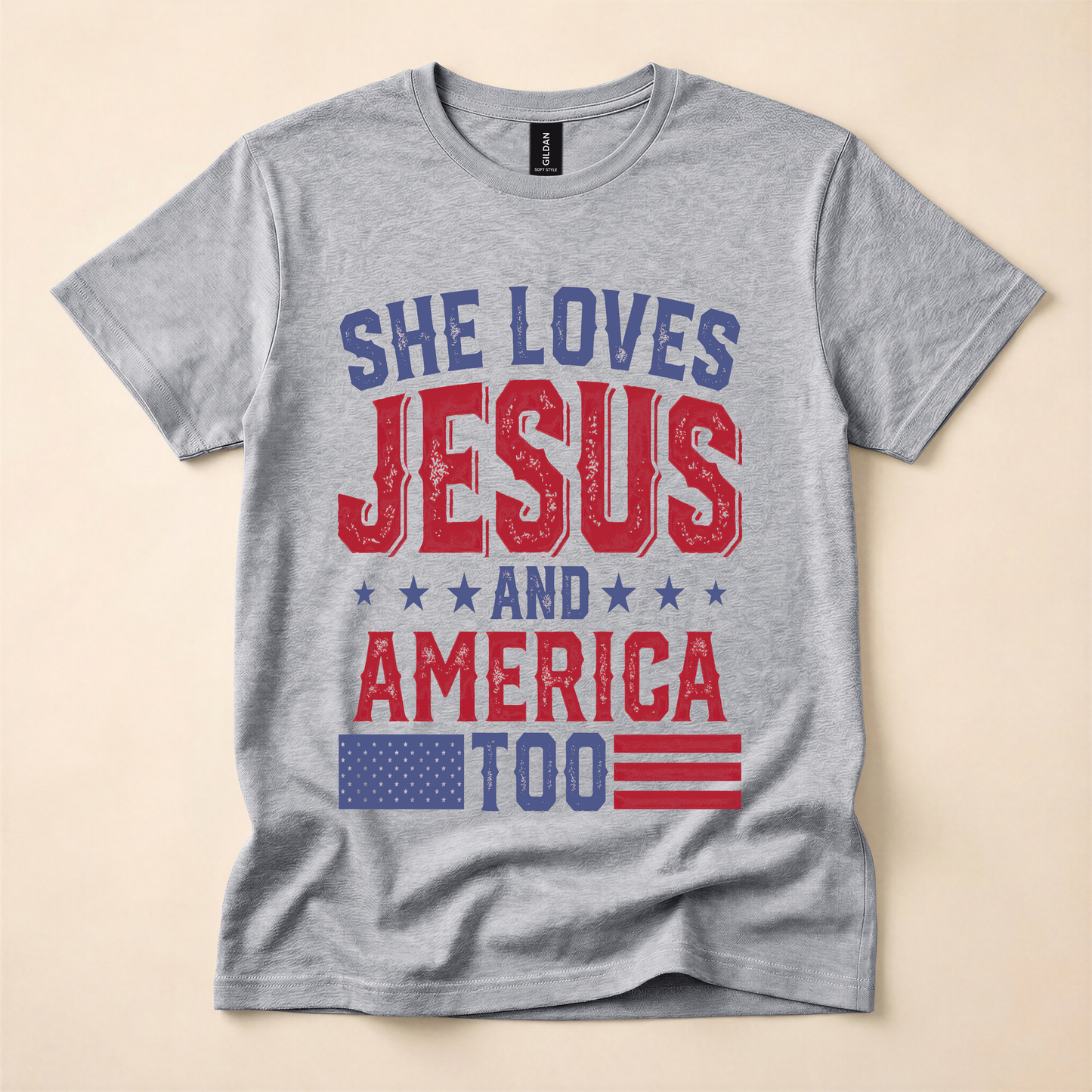 She Loves Jesus & America Too Tee