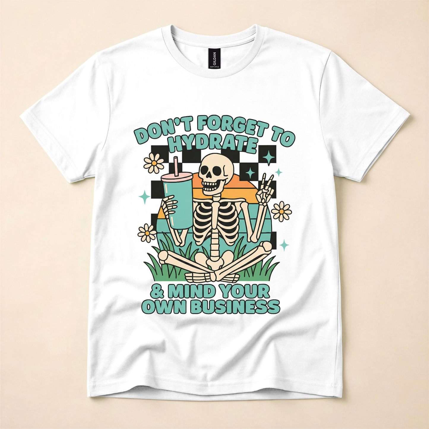 Hydrate & Mind Your Business Skeleton Tee