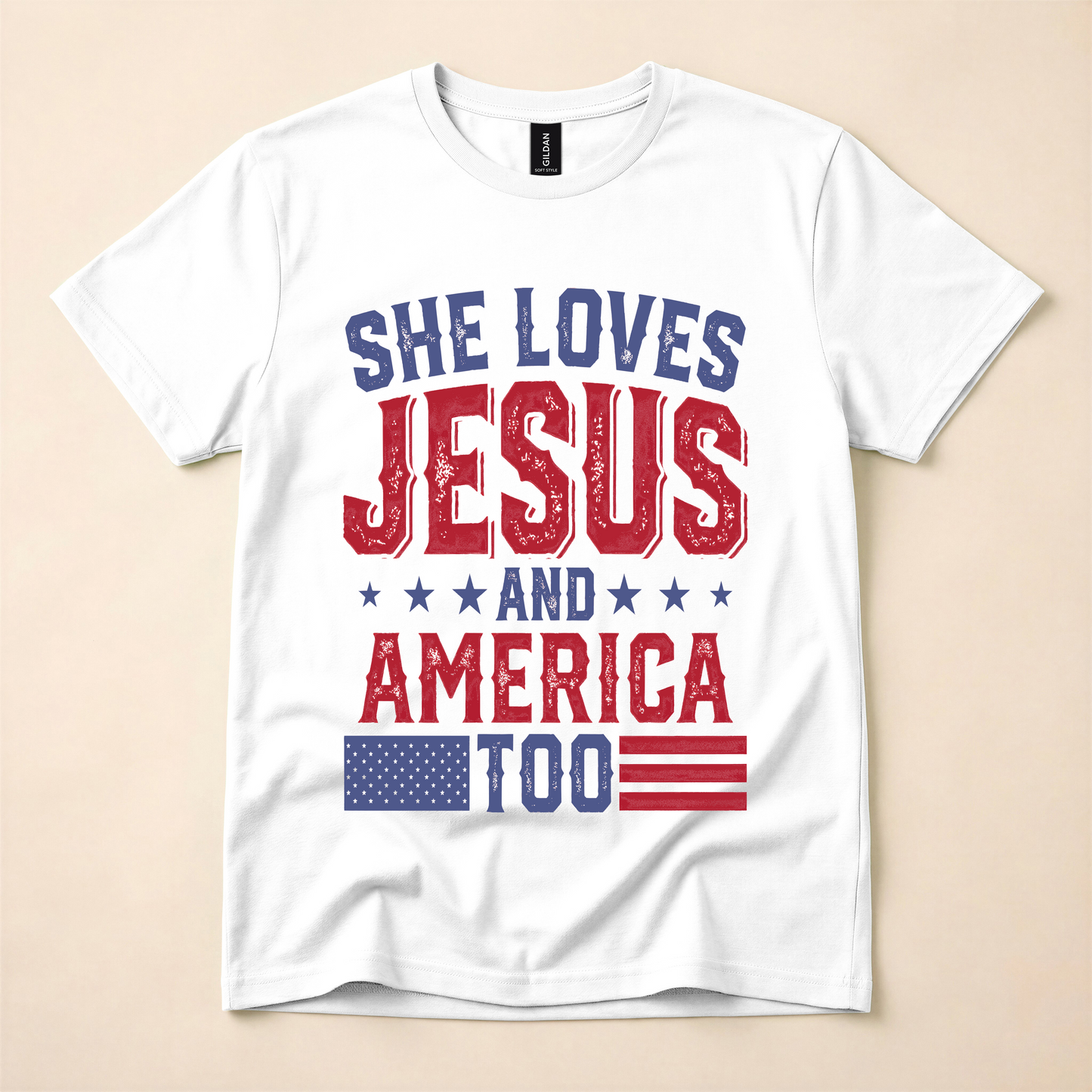 She Loves Jesus & America Too Tee